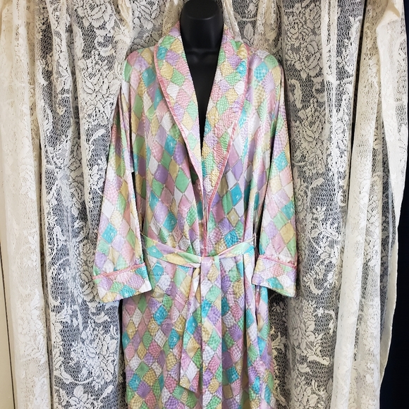 Vintage Mary Mcfadden Iridescent Pastel Robe - Picture 2 of 7